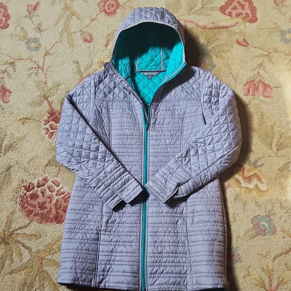 TITLE NINE Kismet Hooded Lightweight Car Coat, Gray, Size Large